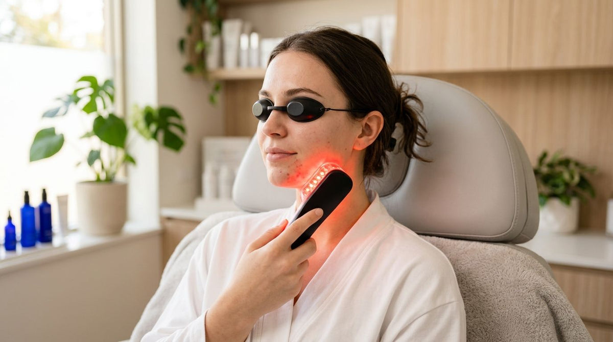 Red light therapy for chin acne