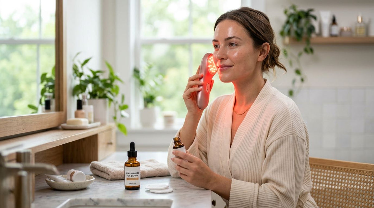 How to combine red light therapy with niacinamide