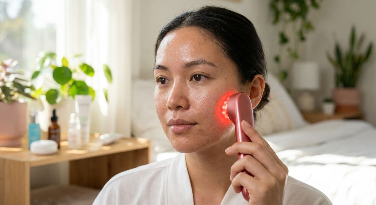 Red light therapy for combination skin
