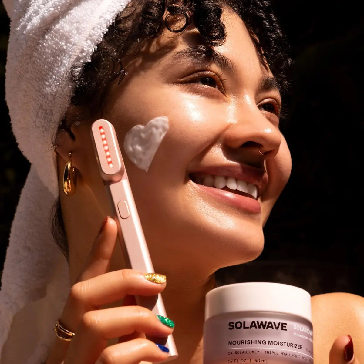 An image of a woman using at home remedies for blemishes