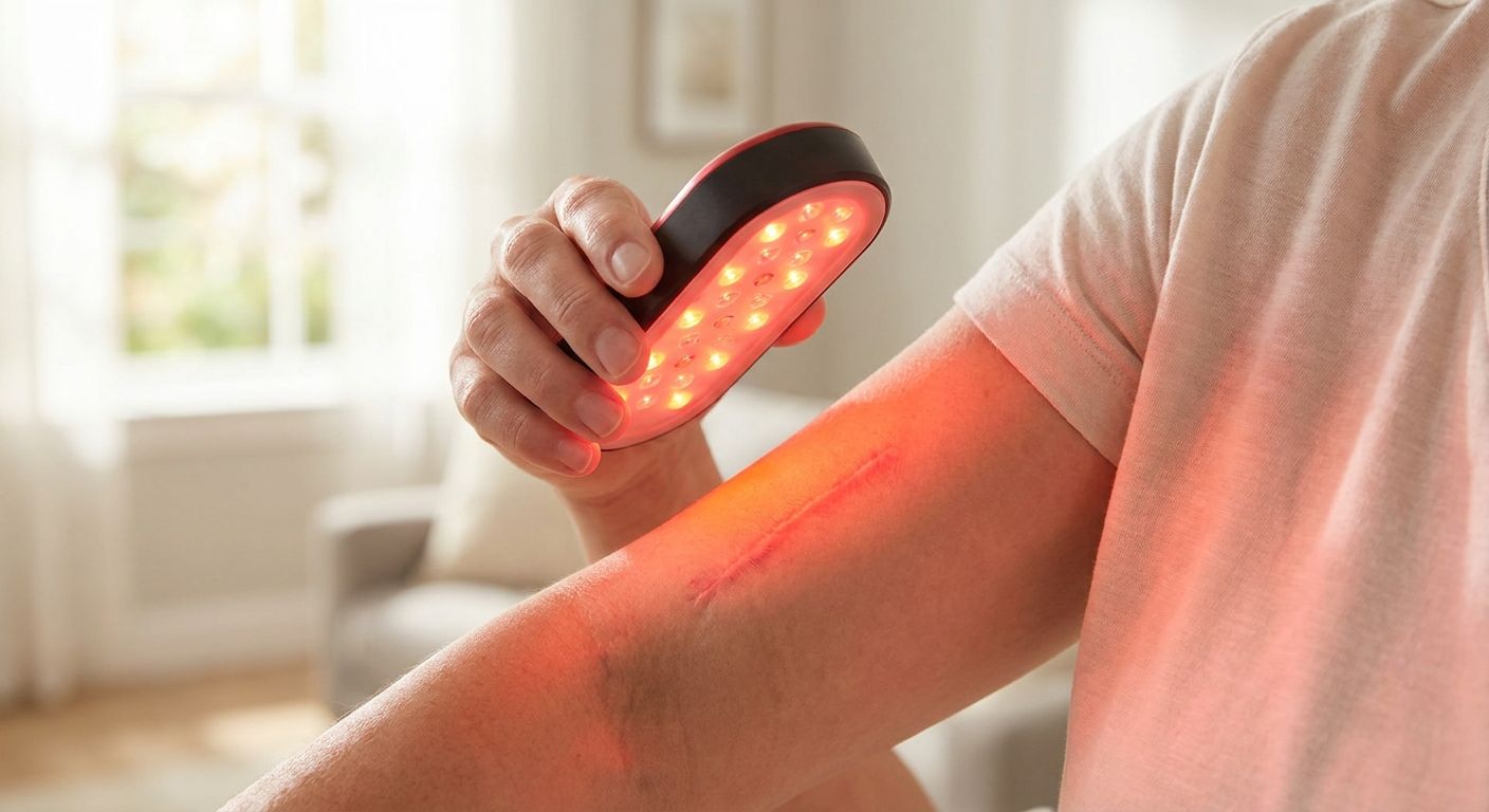 Red light therapy for surgical scars