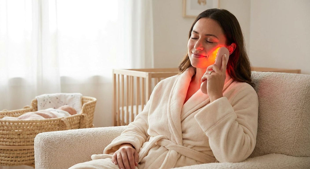Red light therapy for postpartum skin changes