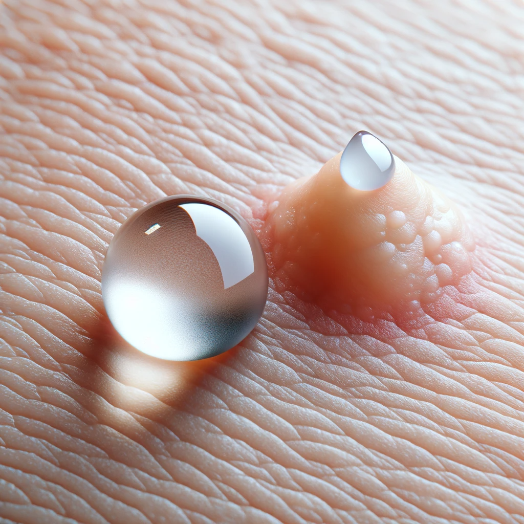 a picture of a pimple with water droplets