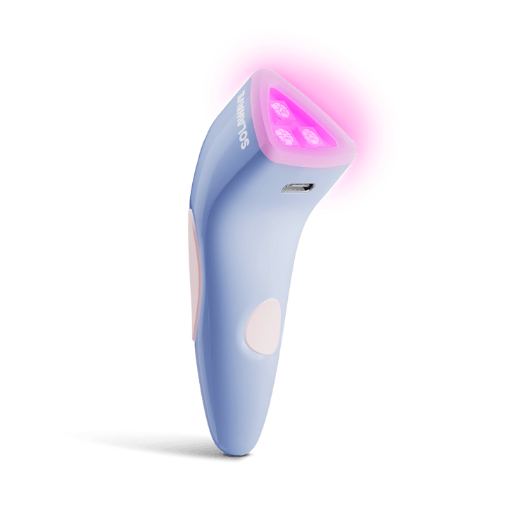 An image of  the Solawave bye acne blue light therapy device || Periwinkle