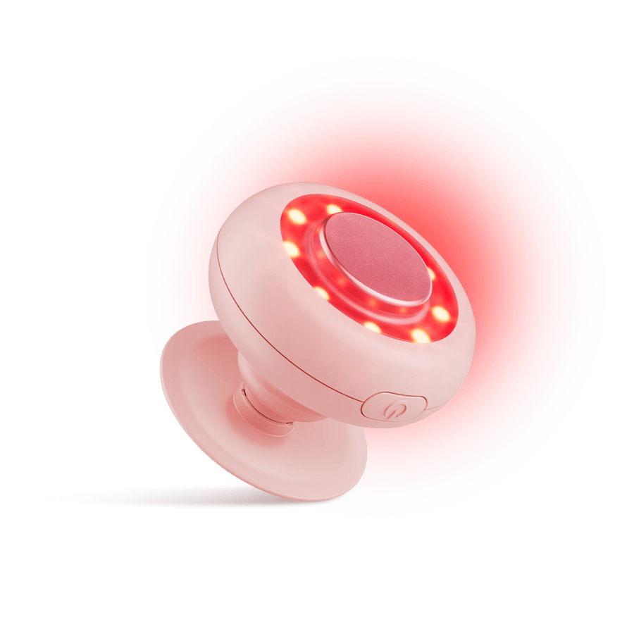 A product image of the 2-in-1 skincare mini red light therapy device
