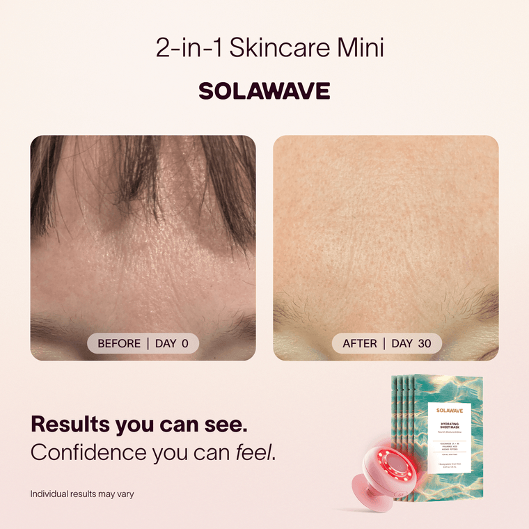 ボディ・フェイスケア SOLAWAVE 2-IN-1 SKINCARE MINI Mini Red Light Therapy Tool With Face Sheet Masks | Solawave