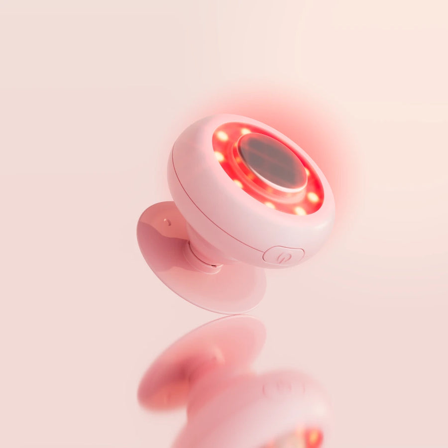 A product image of the 2-in-1 skincare mini red light therapy device