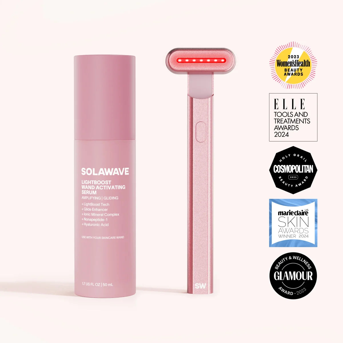 4-in-1 Red Light Therapy Wand & Activating Serum Kit Rose Gold