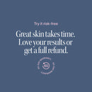 Text on a blue background reads: Try it risk-free. The Solawave Wrinkle Retreat Pro LED Face Mask uses red, infrared, deep red, and amber light for glowing skin. Love your results or get a full refund. Beneath is a circular 60-day warranty badge.