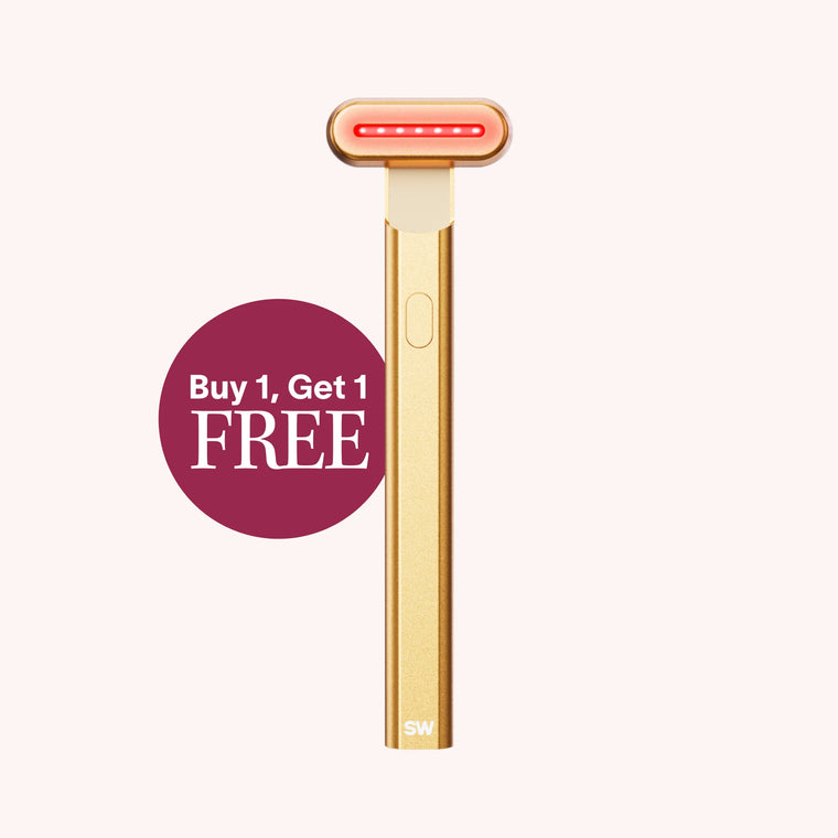 Gold hair removal device with a 'Buy 1 Get 1 Free' label on a white background || Gold