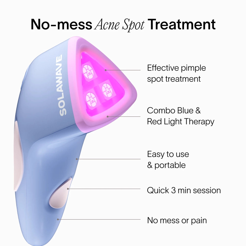 An image of the Bye Acne 3 minute pimple spot treatment blue light therapy device || Periwinkle